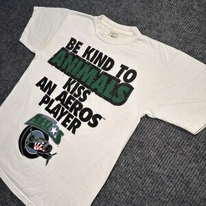 Vintage Houston Aeros Shirt White Adult Large‎ Hockey Retro Tee 90's Alore Tag